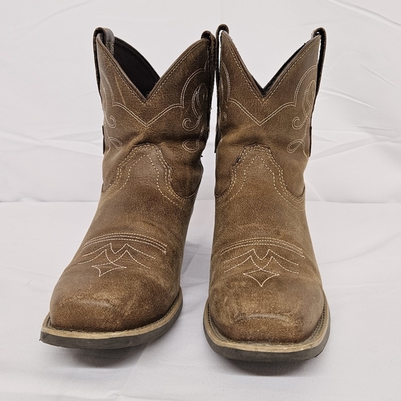 Justin Gypsy Chellie Leather Square Toe Western Cowgirl Boots in Tan Sz 10.5 - Picture 4 of 12